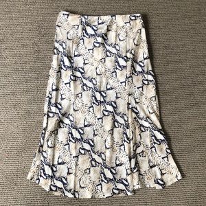 Snake skin print midi skirt with leg slit